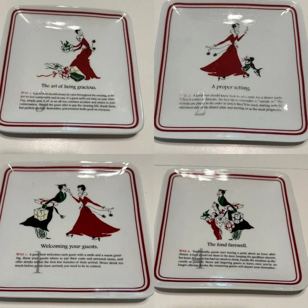 4 WILLIAMS SONOMA Appetizer Cheese Small Plates Party Etiquette Hostess Rules